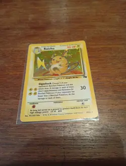 Pokemon TCG Raichu Fossil Holo Card 14/62 Unlimited Holo Rare Vintage WOTC - Image 1