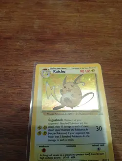 Pokemon TCG Raichu Fossil Holo Card 14/62 Unlimited Holo Rare Vintage WOTC - Image 2