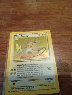 Pokemon TCG Raichu Fossil Holo Card 14/62 Unlimited Holo Rare Vintage WOTC - Image 3