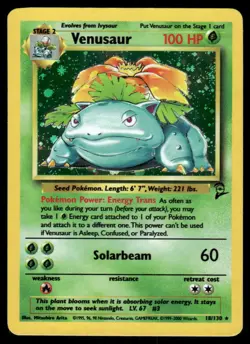 Pokemon Cards Venusaur 18/130 Base Set 2 Holo WOTC Rare LP - Image 1