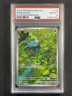 Pokemon Cards PSA 10 Gem Mt Bulbasaur 151 Illustration Rare 2023 S&V 166/165 - Image 1