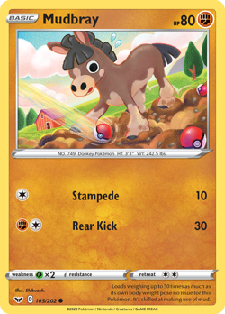 MUDBRAY 105/202 SWORD & SHIELD REVERSE HOLO C NM - Image 1
