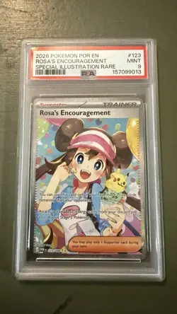 Pokemon Company PSA 9 Rosa's Encouragement SIR Holo 123/088 Me03 - Image 1