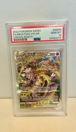 2023 POKEMON SWORD & SHIELD CROWN ZENITH #GG44 FULL ART/MEWTWO VSTAR PSA 10 - Image 1