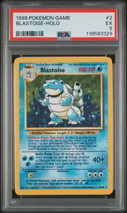 1999 POKEMON GAME #2 BLASTOISE-HOLO PSA 5 - Image 1