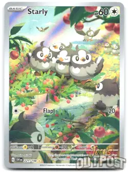 Starly 221/198 Illustration Rare Scarlet & Violet Pokemon Holo LP - Image 1