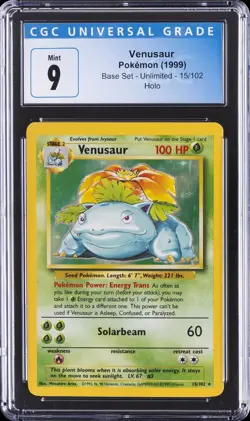 1999 POKEMON GAME #15 VENUSAUR-HOLO CGC 9 - Image 1