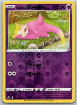 Galarian Slowpoke 054/198 Common Chilling Reign Pokemon Reverse Holo Near Mint - Image 1