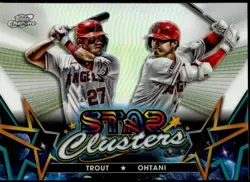 2023 Topps Chrome Cosmic #SC-3 Shohei Ohtani / Mike Trout Star Clusters - Image 1