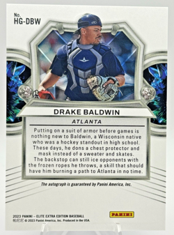 Drake Baldwin 2023 Panini Elite Extra Edition Hidden Gems Auto #HG-DBW - Image 2