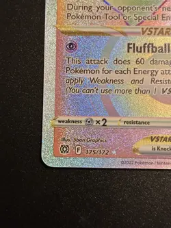 Pokemon TCG Whimsicott VSTAR Rainbow Ultra Rare Card 175/172 Brilliant Stars - Image 3
