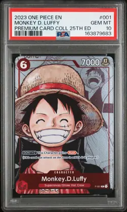 2023 ONE PIECE PREMIUM CARD COLLECTION 25TH EDITION #001 MONKEY D. LUFFY PSA 10 - Image 1