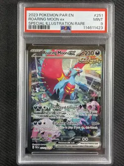 Pokemon Cards PSA 9 Mint Roaring Moon ex SIR Paradox Rift S&V 2023 251/182 - Image 1
