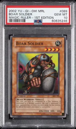 2002 YU-GI-OH! MRL-MAGIC RULER 1ST EDITION #089 BOAR SOLDIER PSA 10 - Image 1