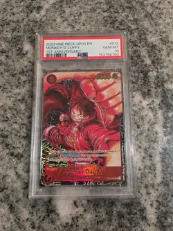 2023 One Piece OP05 EN Monkey D Luffy 1st Anniversary #012 PSA 10 GEM MINT - Image 1