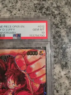 2023 One Piece OP05 EN Monkey D Luffy 1st Anniversary #012 PSA 10 GEM MINT - Image 3