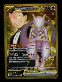 Team Rocket's Mewtwo ex 240/182 Gold Hyper Rare Pokemon TCG Destined Rivals NM - Image 1