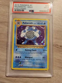 Pokemon Card PSA 9 Mint Poliwrath Evolutions 2016 Holo 25/108 - Image 1
