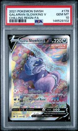 2021 POKEMON SWORD & SHIELD CHILLING REIGN FULL ART/GALARIAN SLOWKING V PSA 10 - Image 1