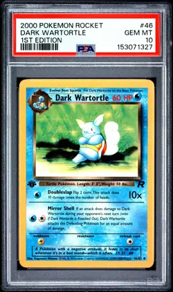 2000 POKEMON ROCKET 1ST EDITION #46 DARK WARTORTLE PSA 10 - Image 1