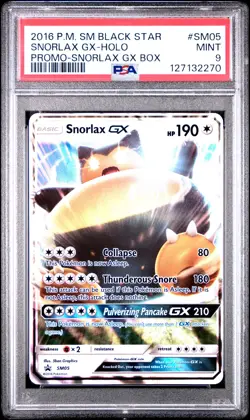 2016 POKEMON SM BLACK STAR PROMO SNORLAX GX BOX #SM05 SNORLAX GX-HOLO PSA 9 - Image 1