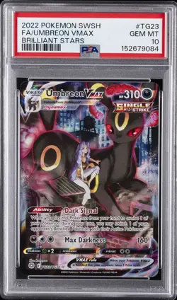 2022 POKEMON SWORD & SHIELD BRILLIANT STARS #TG23 FULL ART/UMBREON VMAX PSA 10 - Image 1
