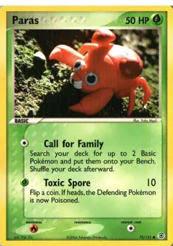 Pokemon TCG EX Leaf Green Fire Red Paras 72/112 NM b - Image 1