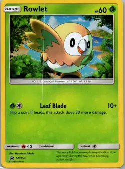 Pokemon TCG Rowlet SM153 SM Black Star Promos Holo LP - Image 1