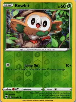 Pokemon TCG Rowlet 019/189 Astral Radiance Rev Holo NM - Image 1