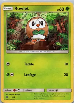 Pokemon TCG Rowlet 1/12 McDonalds Collection 2017 Holo HP - Image 1