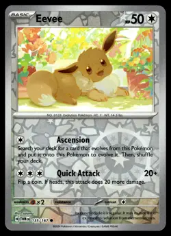 Eevee 135/167 Common Twilight Masquerade Pokemon Reverse Holo Near Mint - Image 1
