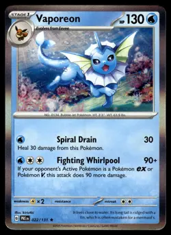 Vaporeon 022/131 Holo Rare Prismatic Evolutions Pokemon Near Mint - Image 1