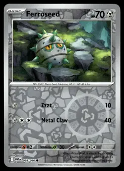 Ferroseed 068/086 Common White Flare Pokemon Reverse Holo Near Mint - Image 1