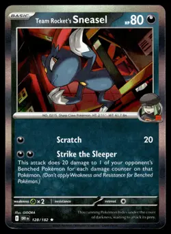 Team Rocket's Sneasel 128/182 Rare Destined Rivals Pokemon Holo Near Mint - Image 1