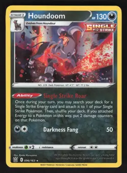 Houndoom 096/163 Holo Rare Pokemon SWSH05: Battle Styles - Image 1