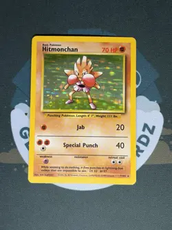 Pokemon TCG Hitmonchan 7/102 Holo Rare Base Set HP - Image 1