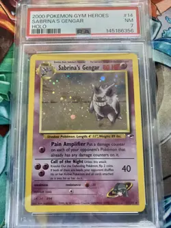 2000 POKEMON GYM HEROES HOLO #14 SABRINA'S GENGAR PSA 7 - Image 1