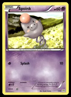 Spoink 1/30 Common XY Trainer Kit: Sylveon & Noivern Pokemon Lightly Played - Image 1