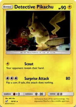 DETECTIVE PIKACHU 10/18 R DETECTIVE PIKACHU POKEMON NM/M - Image 1