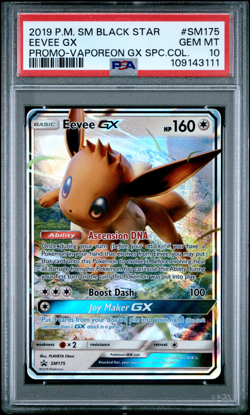 2019 POKEMON SM BLACK STAR PROMO VAPOREON GX SPECIAL COLL #SM175 EEVEE GX PSA 10 - Image 1