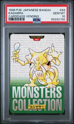 1996 POKEMON JPN BANDAI CARDDASS VENDING #64 KADABRA PSA 10 - Image 1