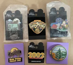 Lot Of 6 DCA California Adventure Pins New Used Hotel Grand Opening 4th Of July - Image 1