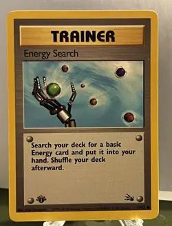 Trainer Energy Search 59/62 1st Ed Fossil 1999 WoTC Pokemon Card Mint Unplayed - Image 1