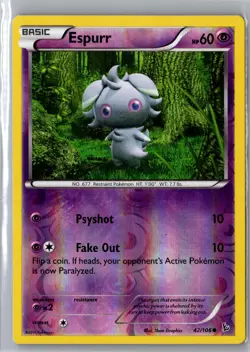 Espurr 42/106 Common Flashfire Pokemon Reverse Holo Near Mint - Image 1