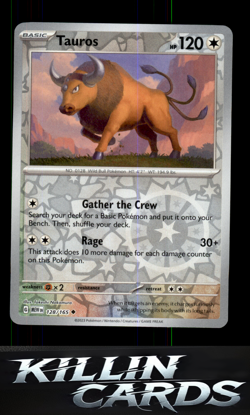 Reverse Holofoil Tauros 128/165 Pokemon Uncommon SV: Scarlet & Violet 151 Card N - Image 1