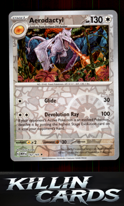 Reverse Holofoil Aerodactyl 142/165 Pokemon Rare SV: Scarlet & Violet 151 Card N - Image 1