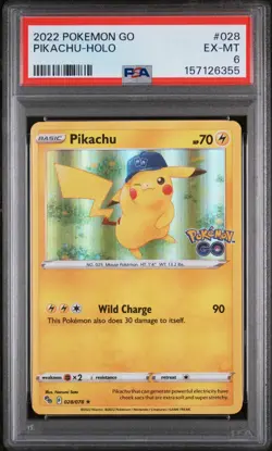 2022 Pokemon GO Pikachu-Holo #028 PSA 6 - Image 1