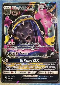 2017 Pokemon Sun & Moon Burning Shadows Alolan Muk GX 84/147 Ultra Rare Card - Image 1