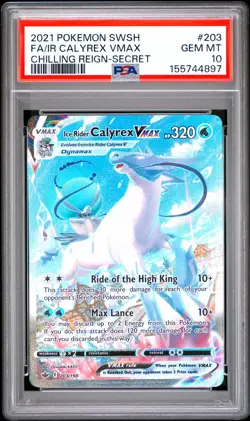 POKEMON SWORD & SHIELD CHILLING REIGN FULL ART/ICE RIDER CALYREX VMAX PSA 10 - Image 1
