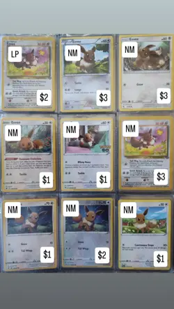 1999-2024 Pokemon Eevee Assorted Mixed of 9 Cards, Including 1 Holo - Image 2